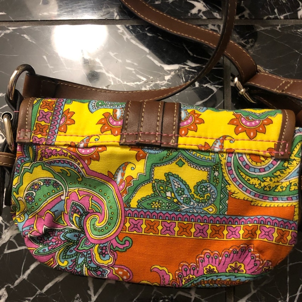 Chaps Patterned Small Purse With Brown Straps - image 3